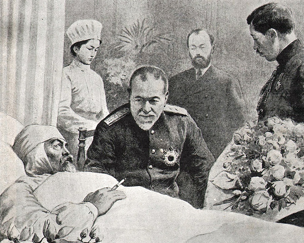 Х. Того навещает в госпитале тяжело раненого З.П. Рожественского .