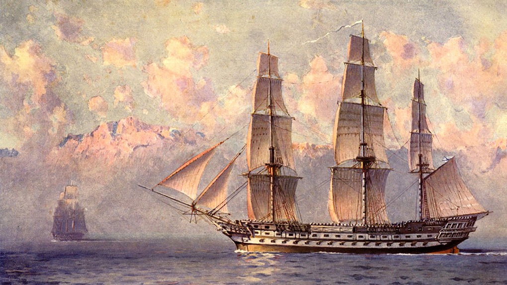 Линейный корабль «Императрица Мария» под парусами.