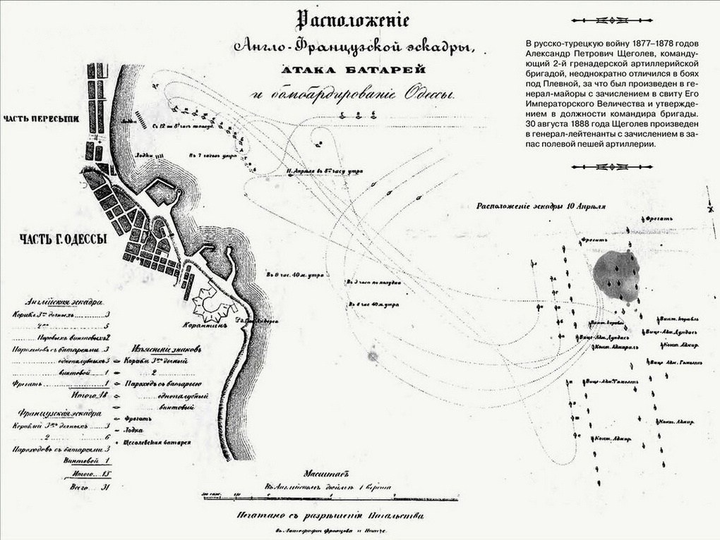 Схема бомбардировки Одессы.