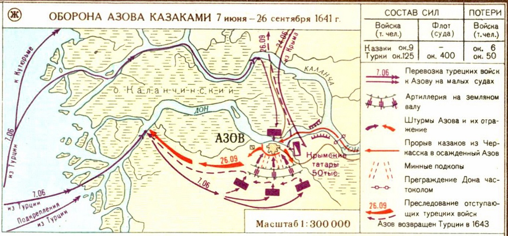 Оборона Азова казаками в 1641 году.