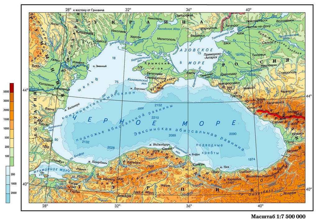 Карта Черного моря.