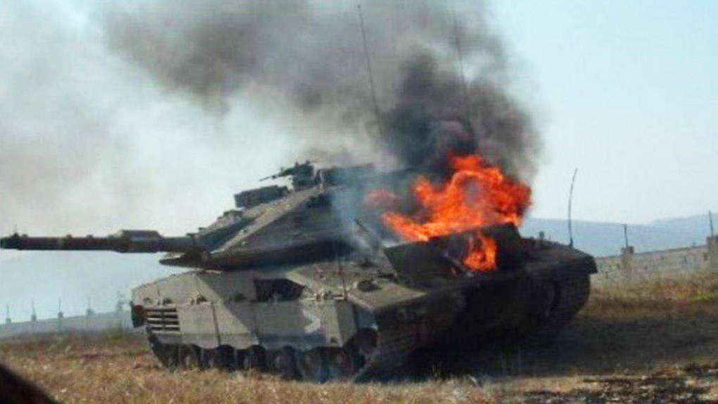 Сгоревший танк «Меркава».