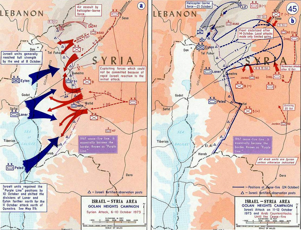 Карта боевых действий на сирийском фронте в октябре 1973 г.