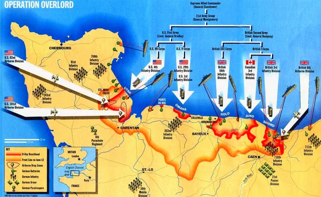 План высадки союзников в Нормандии (операция «Оверлорд»).