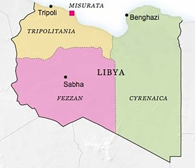Карта предполагаемого распада Ливии
