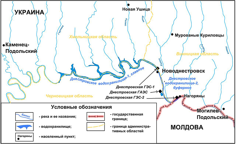 Каскад украинских ГЭС на Днестре.