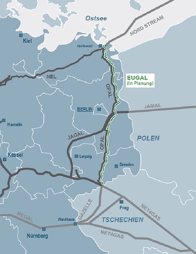 Схема газопровода EUGAL.