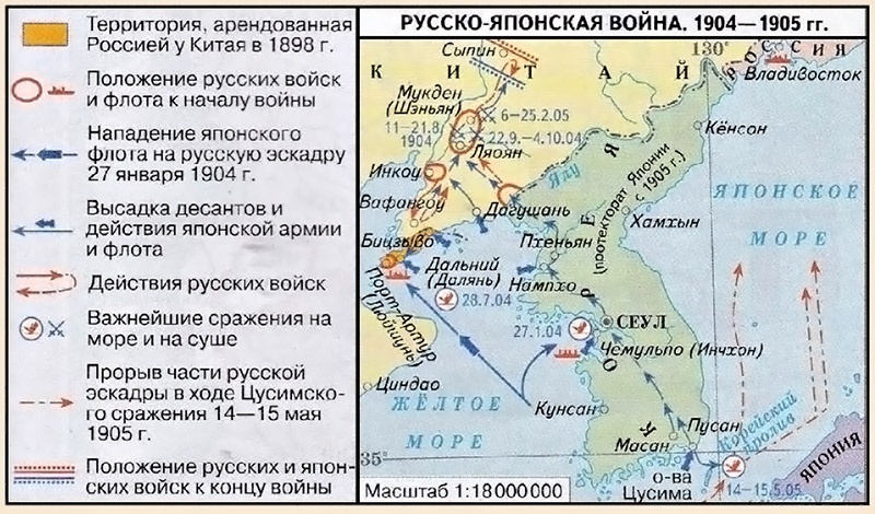 Карта Русско-японской войны.