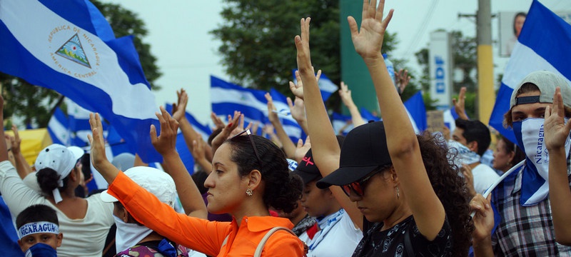 Студенты протестуют в столице Никарагуа - Манагуа. Июль 2018 года.
