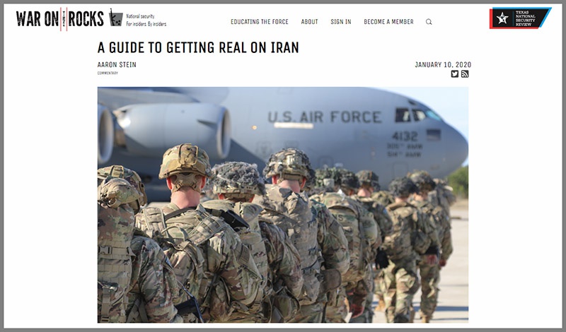 Статья «A Guide to Getting Real on Iran» Аарона Штайна.