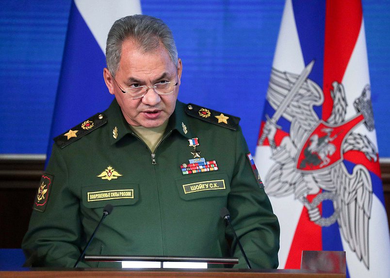 Министр обороны России генерал армии Сергей Шойгу на декабрьском расширенном заседании Коллегии Министерства обороны.