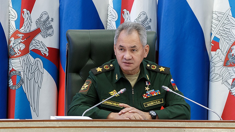Министр обороны Российской Федерации генерал армии Сергей Шойгу на заседании Коллегии Минобороны РФ.