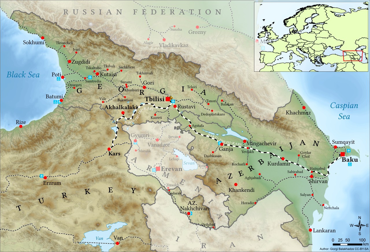 Карта железных дорог грузии