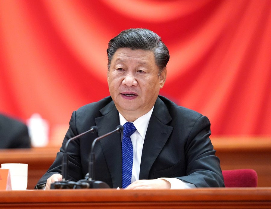 Председатель КНР Си Цзиньпин на торжественном собрании по случаю 110-летия начала Синьхайской революции.
