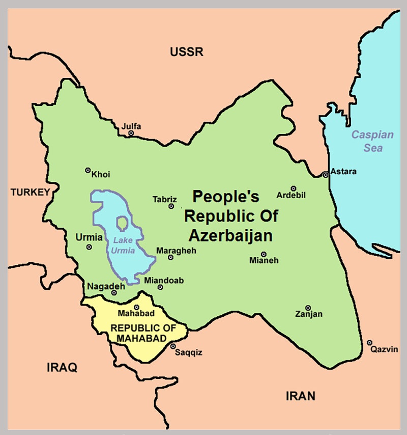 В 1945-1946 году Демократическая Республика Азербайджан просуществовала на территории Южного Азербайджана.