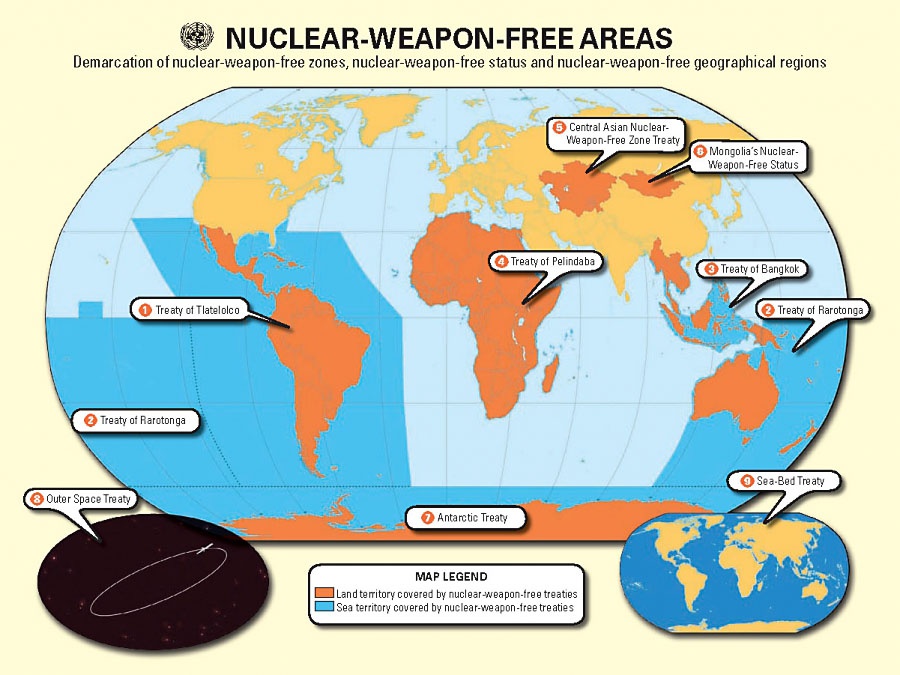 На сегодняшний день в мире уже существует пять безъядерных зон.