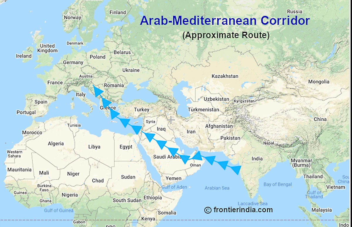 Aрабско-средиземноморский коридор позволит отправлять индийские товары через развивающиеся израильско-эмиратские транспортные маршруты в Европу.