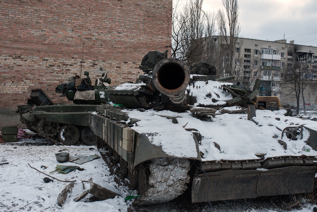 Украинский танк, захваченный бойцами Народной милиции ДНР в качестве трофея.