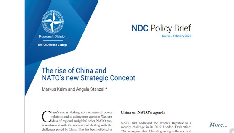Исследование Оборонного колледжа НАТО в Риме «Возвышение Китая и новая Стратегическая концепция НАТО», февраль 2022 г.