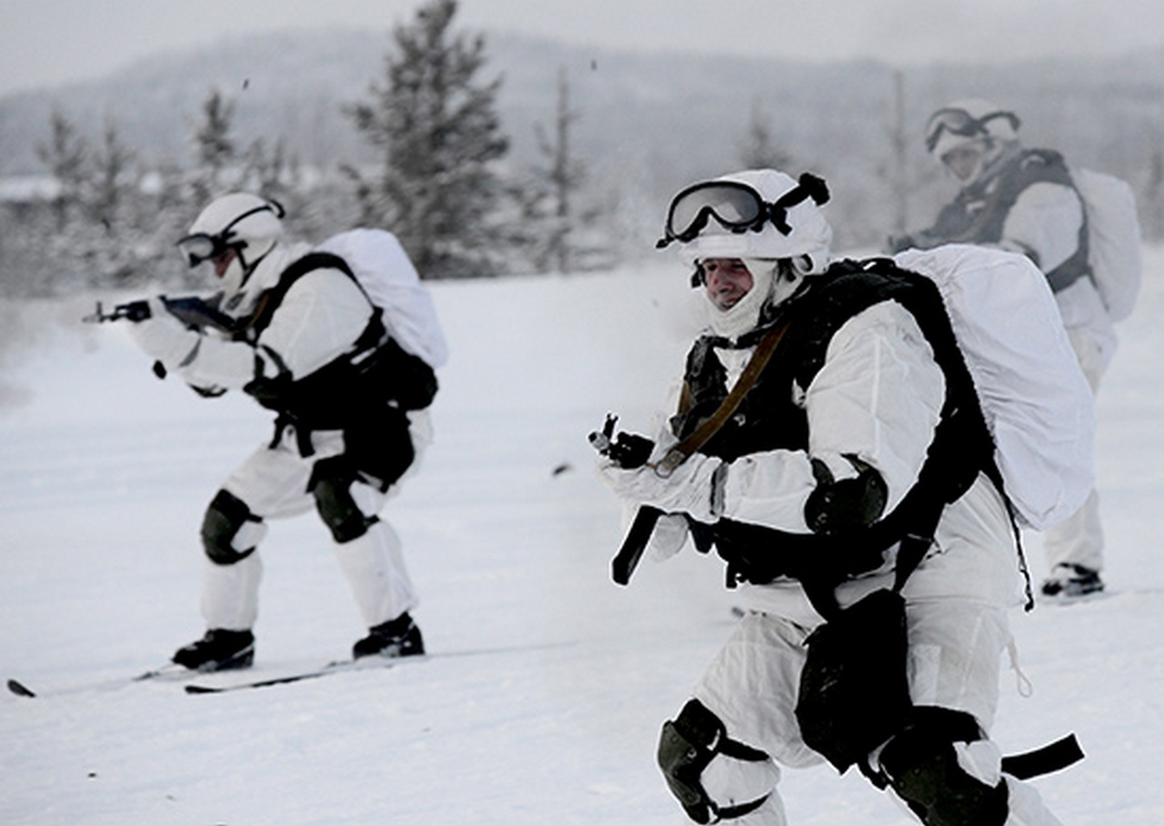 На тактических учениях отдельной арктической мотострелковой бригады.
