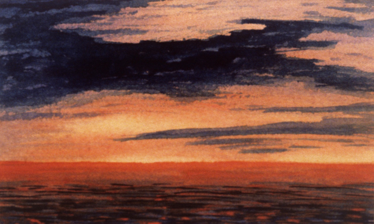 Картина Александра Чижевского «Закат на море» на выставке «Учёные рисуют».