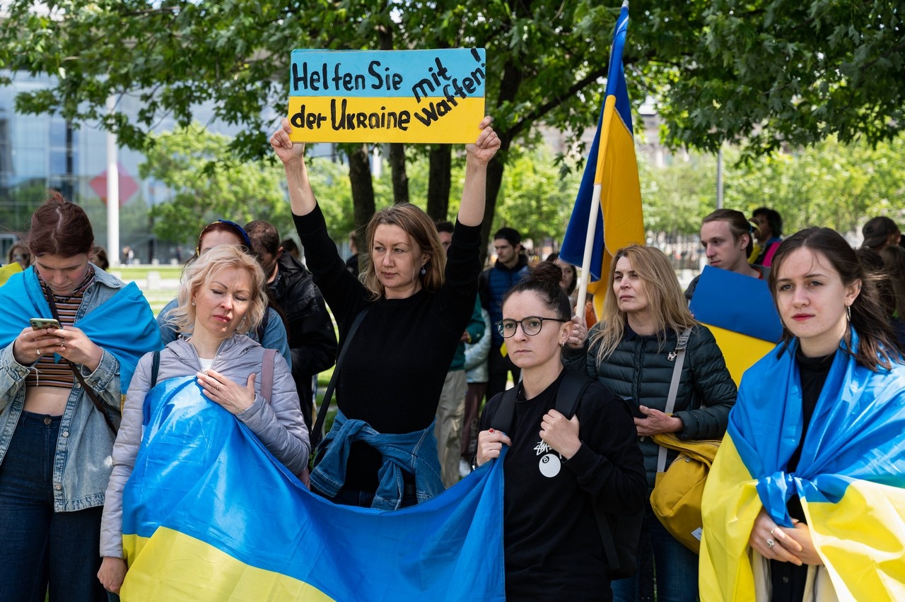 Митинг протеста украинцев и их сторонников в Берлине.