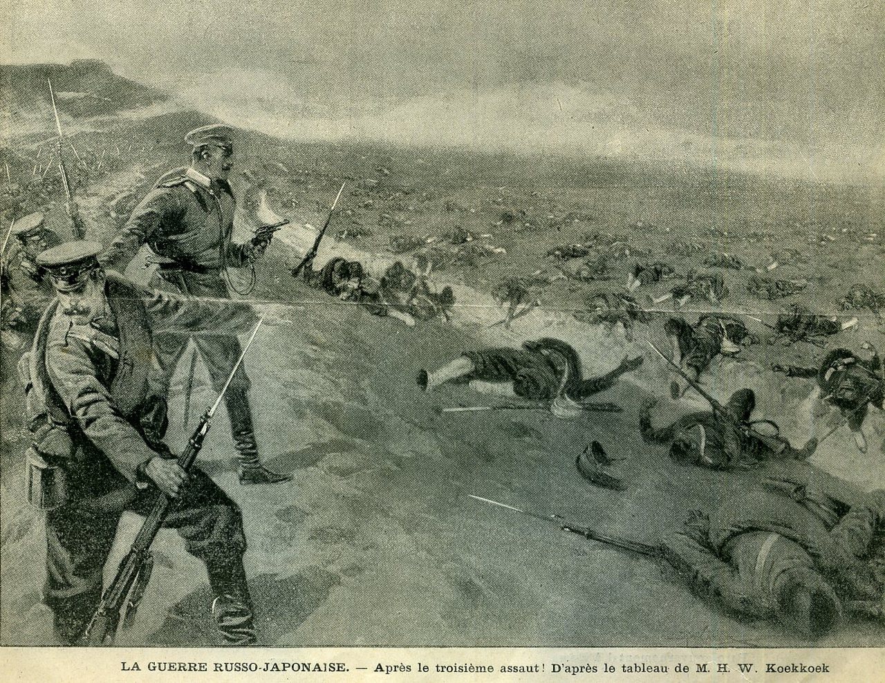 Тела убитых японцев перед русскими окопами после третьего штурма.