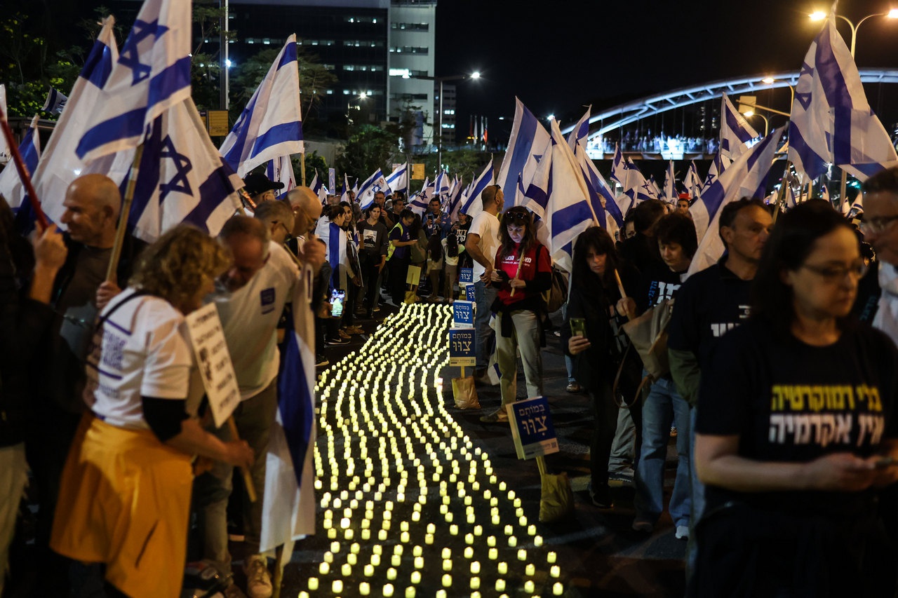 Антиправительственная демонстрация в Тель-Авиве, 22 апреля 2023 г.