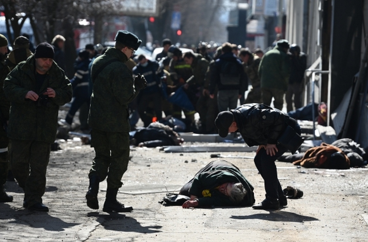Жертвы обстрела Донецка украинской ракетой «Точка-У», 14 марта 2022 г.