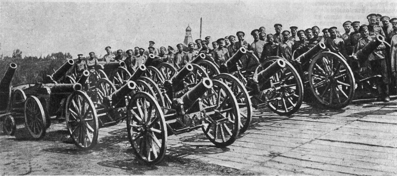 Австрийские орудия, захваченные русскими войсками.