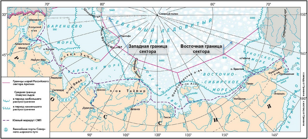 Карта морей с границами