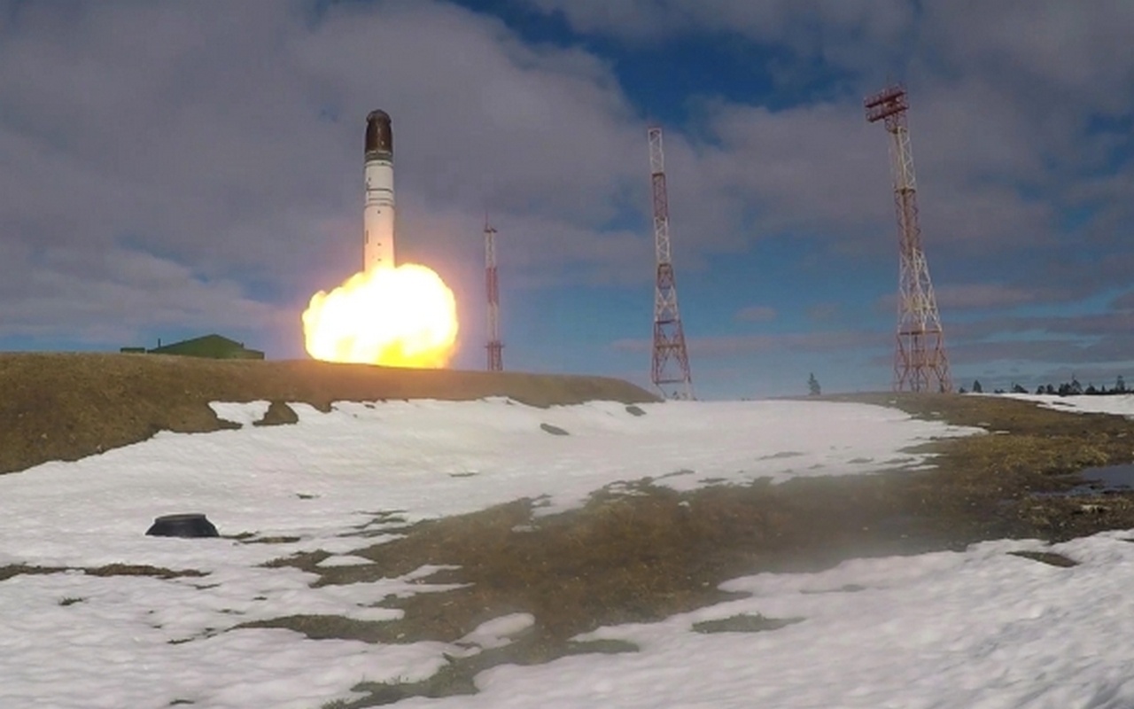 Запуск МБР стационарного базирования «Сармат» с космодрома Плесецк.