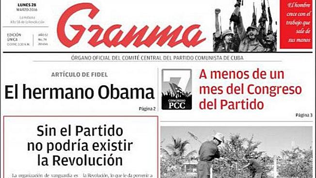 Анонс статьи Фиделя Кастро в газете «Гранма»