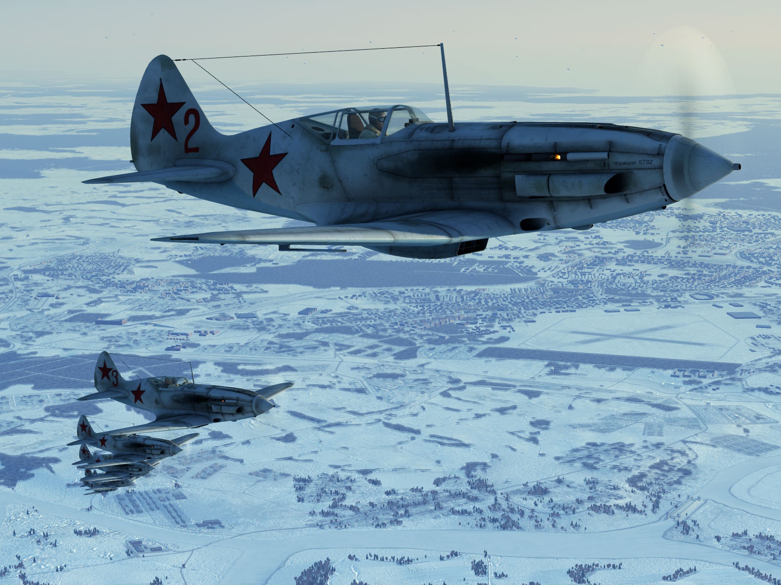 Скриншоты из российской компьютерной игры «Ил-2 Штурмовик». Данные варианты текстур, воссоздающие исторические окраски самолётов, выполнены Максимом Брянским
