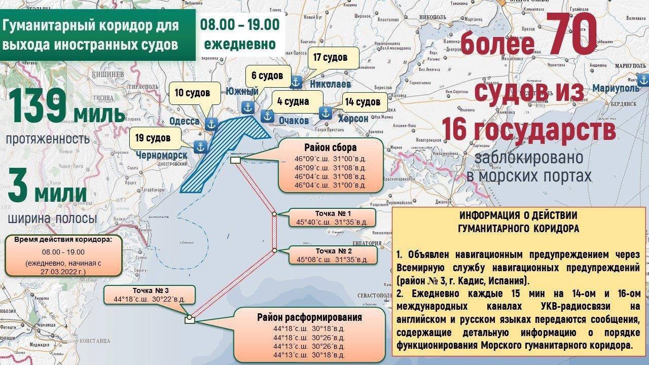 МО РФ опубликовало данные о работе гумкоридора для выхода иностранных судовв Черном море - ТРК Звезда Новости, 26.05.2022